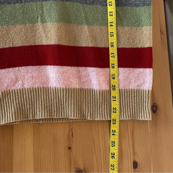 Old Navy | Rainbow Stripe Lambswool Hooded Sweater | Cozy Vintage V-Neck - Picture 7 of 8